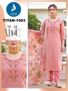 Titan By Kaya Shimmer Jacquard Kurti With Bottom Dupatta